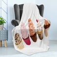 thumbnail image 4 of Cupcake Soft Flannel Fleece Blanket, Different Flavored Cakes Kitchen Pastry Cafe Theme Buttercream Tasty Dessert Print, Cozy Plush for Indoor and Outdoor Use, 60" x 80", Multicolor, by Ambesonne, 4 of 5