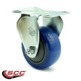 thumbnail image 2 of 3.5 Inch Blue Polyurethane Wheel Rigid Top Plate Caster Service Caster Brand, 2 of 2