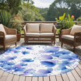 thumbnail image 4 of Blue Flowers Round Area Rug 6Ft Washable Circle Rugs for Bathroom Office, Spring Botanical Blossom Florals Plants Non-Slip Carpet Floor Mats Indoor Outdoor Carpet Runner Aesthetic Home Decor, 4 of 8