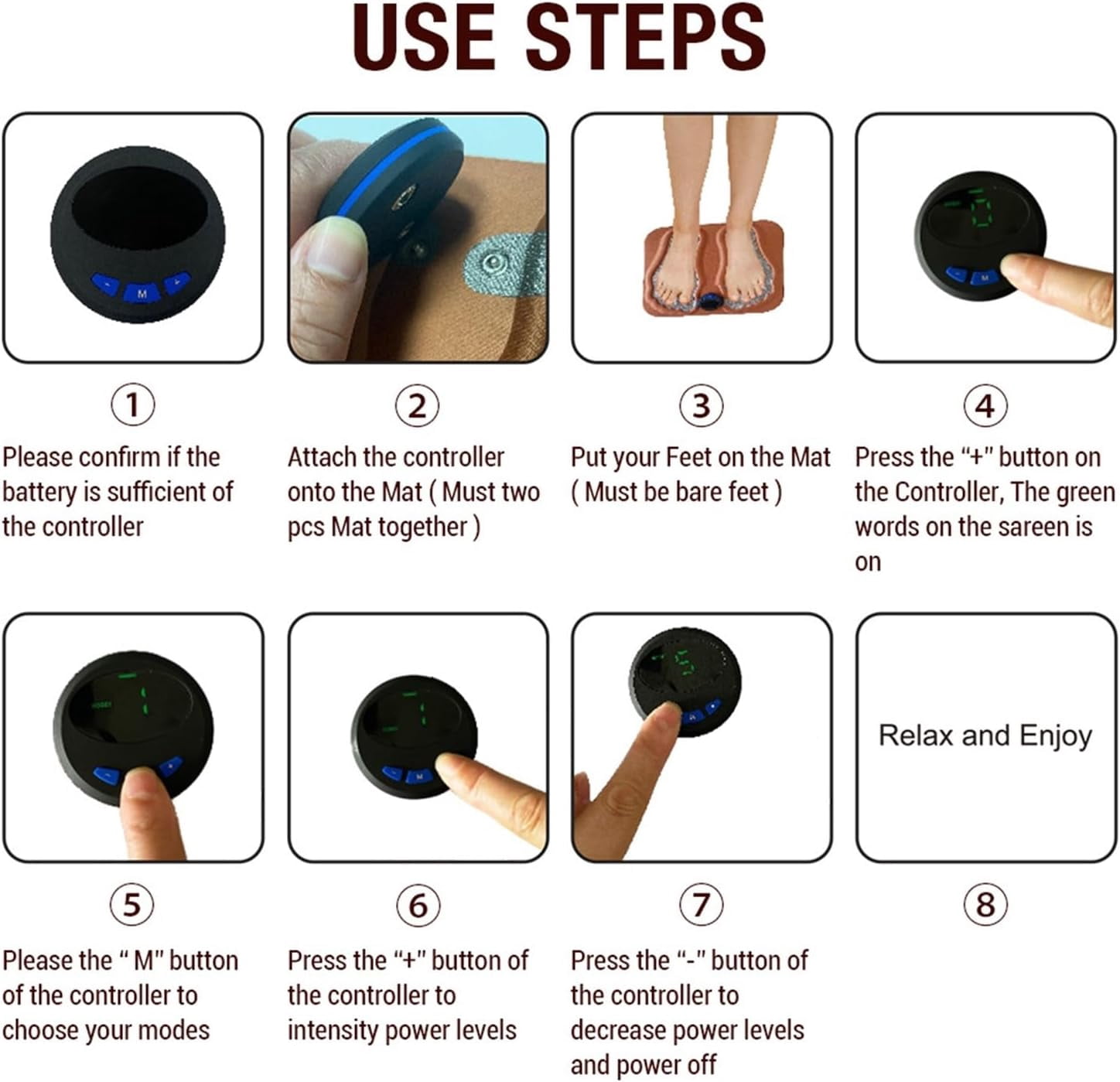Electric Foot Massager, EMS Foot Massager Pad with LED Display, 6 Massage Modes 15 Levels of Intensity Long Battery Life, Relieve Fatigue Relax Foot Reduce Pain Gifts for Office Home Birthday Holiday