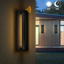 1-Light H20 in Minimalist Modern Linear 23W Integrated LED Outdoor Wall Sconce with Dusk to Dawn Sensor in Matte Black for Porch Patio