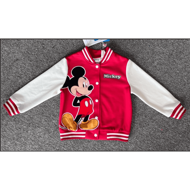 Disney Disney Mickey y sus amigos Chaqueta bomber ligera para niñas de edad preescolar o niños, con estampado de letras y bloques de color