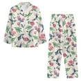 thumbnail image 2 of DISNIMO Women's Pajama Set 2 Piece Pj Sets Hummingbird Flower Printed Long Sleeve Sleepwear with Long Pajama Pants Oversized Button Up Loungewear Nightwear, 2XL, 2 of 7