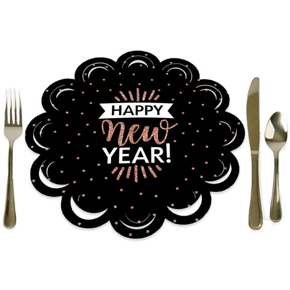 Big Dot of Happiness Rose Gold Happy New Year - New Years Eve Party Round Table Decorations - Paper Chargers - Place Setting For 12