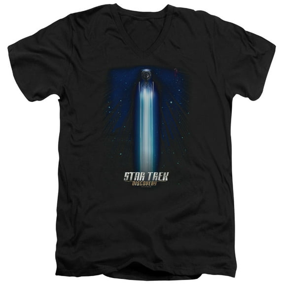 Star Trek Discovery Beams Adult V-Neck 30/1 T-Shirt Black