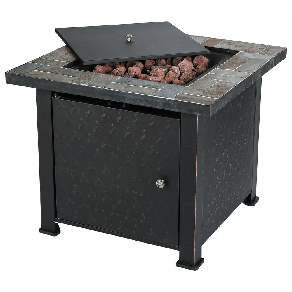 Portable & Smokeless Outdoor Slate Gas Fire Pit for Camping, Backyards