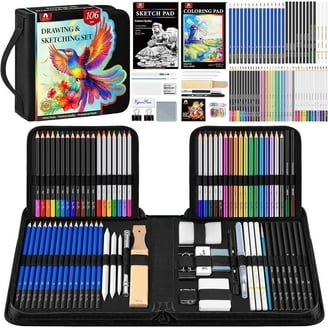MIKOUJOS 145 Pcs Art Set, Aluminum Box, Watercolors, Pastels