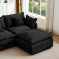 thumbnail image 3 of Cloud-Like Modular Chenille 4-Seat Sectional Sofa with 2 Movable Ottomans – Customizable L-Shaped/U-Shaped Seating for Living Rooms, Black, 3 of 9