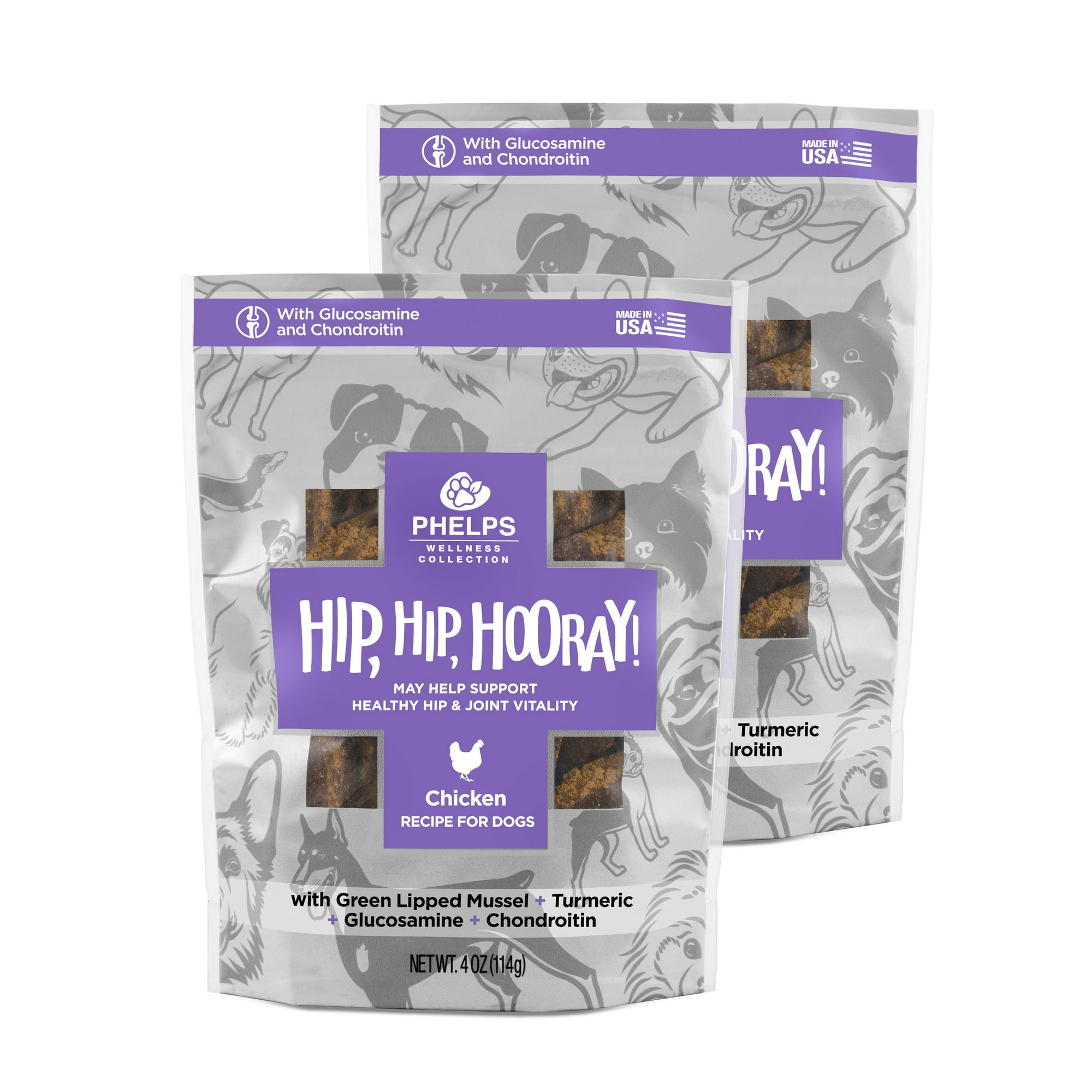 Phelps Wellness Collection Hip, Hip, Hooray Joint Health Chicken Dog Treats 2 Pack 4.5 oz