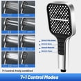 thumbnail image 4 of VEHHE Shower Head with Hose 1.5M, 7 Spray Modes Shower Head Rain Shower with Stop Button, Water Saving Square Shower Head with Adjustable Universal Bracket (Silver), 4 of 8