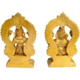 thumbnail image 2 of 5" Handmade Brass Throne Ganesha Lakshmi Pair Statues - Prosperity Wisdom Home Altar Decor Set, 2 of 2