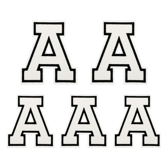 Iron on Letter  4.4"/3.1" Alphabet A Patches for Repairing Clothing DIY (White, Pack of 5)