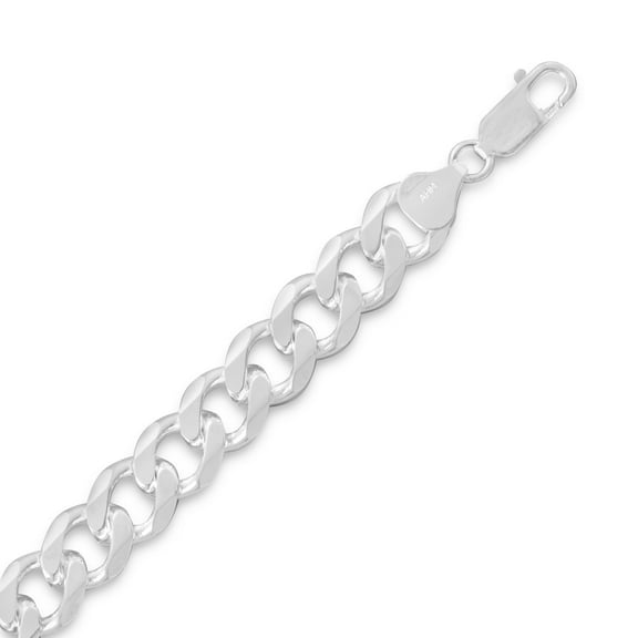 Sterling Silver 8.3 mm Beveled Curb Chain Bracelet