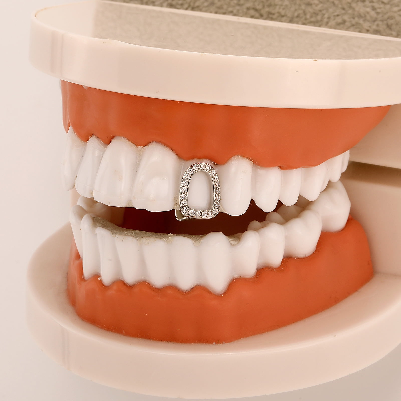 4PCS Gold & Silver Teeth Grillz Set, Iced-Out Design with Cubic Zirconia, Removable Party Rapper Grillz for Hip Hop, Halloween, Music Festival