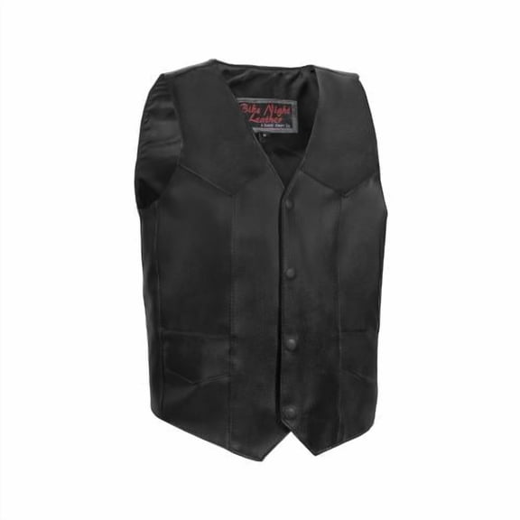 Daniel Smart Kid’s leather Vest - Premium Cowhide Leather Kid’s Vest with Unique Plain Sides Design and Multiple Pockets