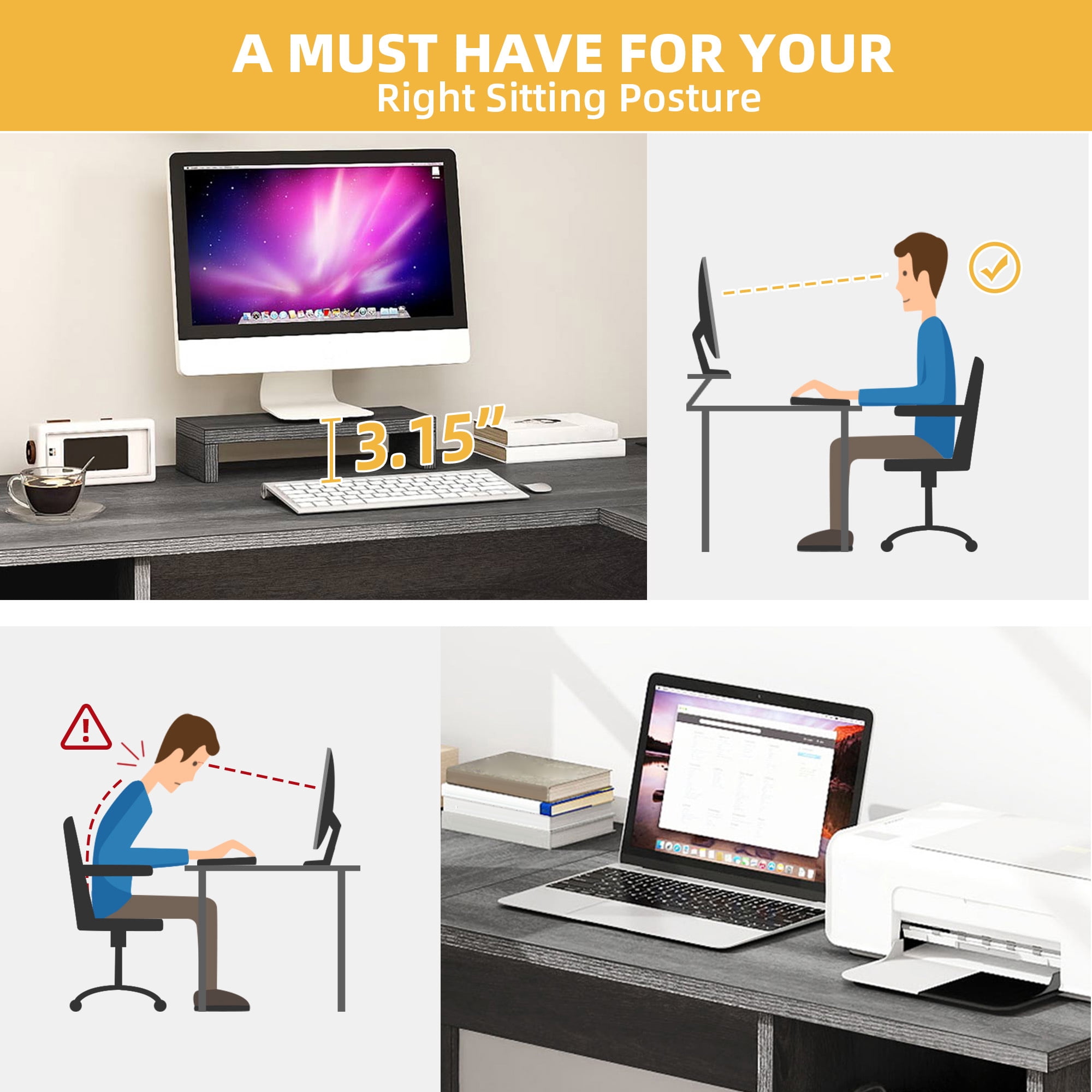 Uforic 59" L Shaped Desk with Power Outlets,Large Computer Desk with Drawers, Home Office Desk,Gray