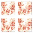 thumbnail image 1 of Floral Coaster Set of 4, Japanese Sakura Flowers Cherry Blossoms in Vibrant Colors Illustration, Square Hardboard Gloss Coasters, Standard Size, Coral Dark Coral Yellow, by Ambesonne, 1 of 2