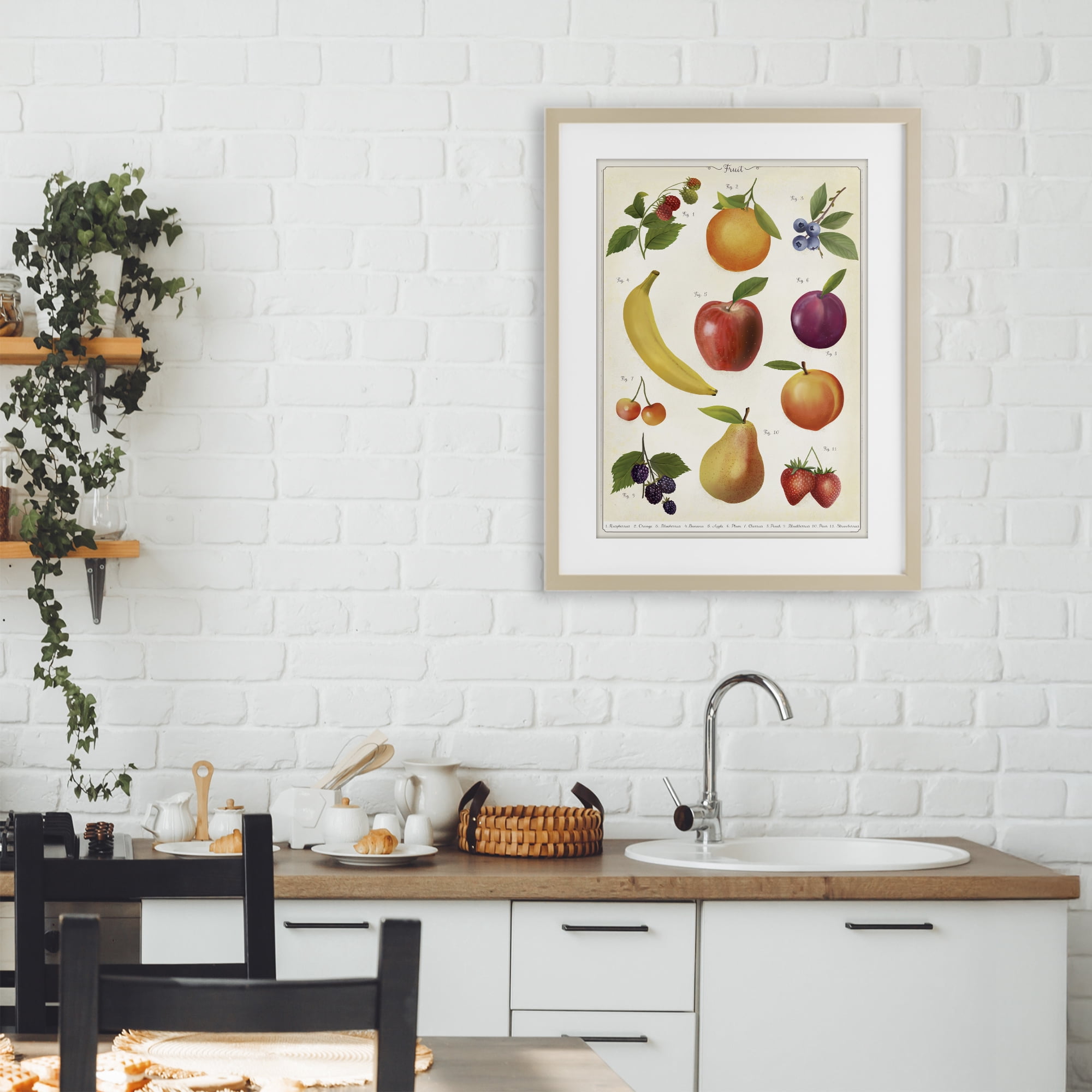 Stupell Industries Fruit Collection Studies Birch Framed Print Under Glass, design by Diane Neukirch