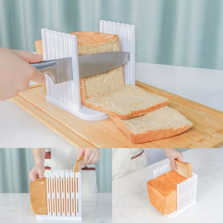 

KelaJuan 6 Slots Plastic Bread Slicer Portable Easy Clean Toast Cutter Kitchen Loaf Slicing Guide White