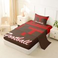 thumbnail image 2 of jejeloiu Boys Ball Sport GamingTwin Sheet Sets For Football Gamer,Red Brown Personalized Initial T Bedding For Kids,3 Pieces, 2 of 6