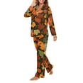 thumbnail image 3 of Garronmavis Maple Leaves Pajamas for Women Fall Button Up Pajama Set Long Sleeve Top and Pajama Pants with Pocket 2 Piece Ladies Sleepwear Thanksgiving Outfits, 3 of 7