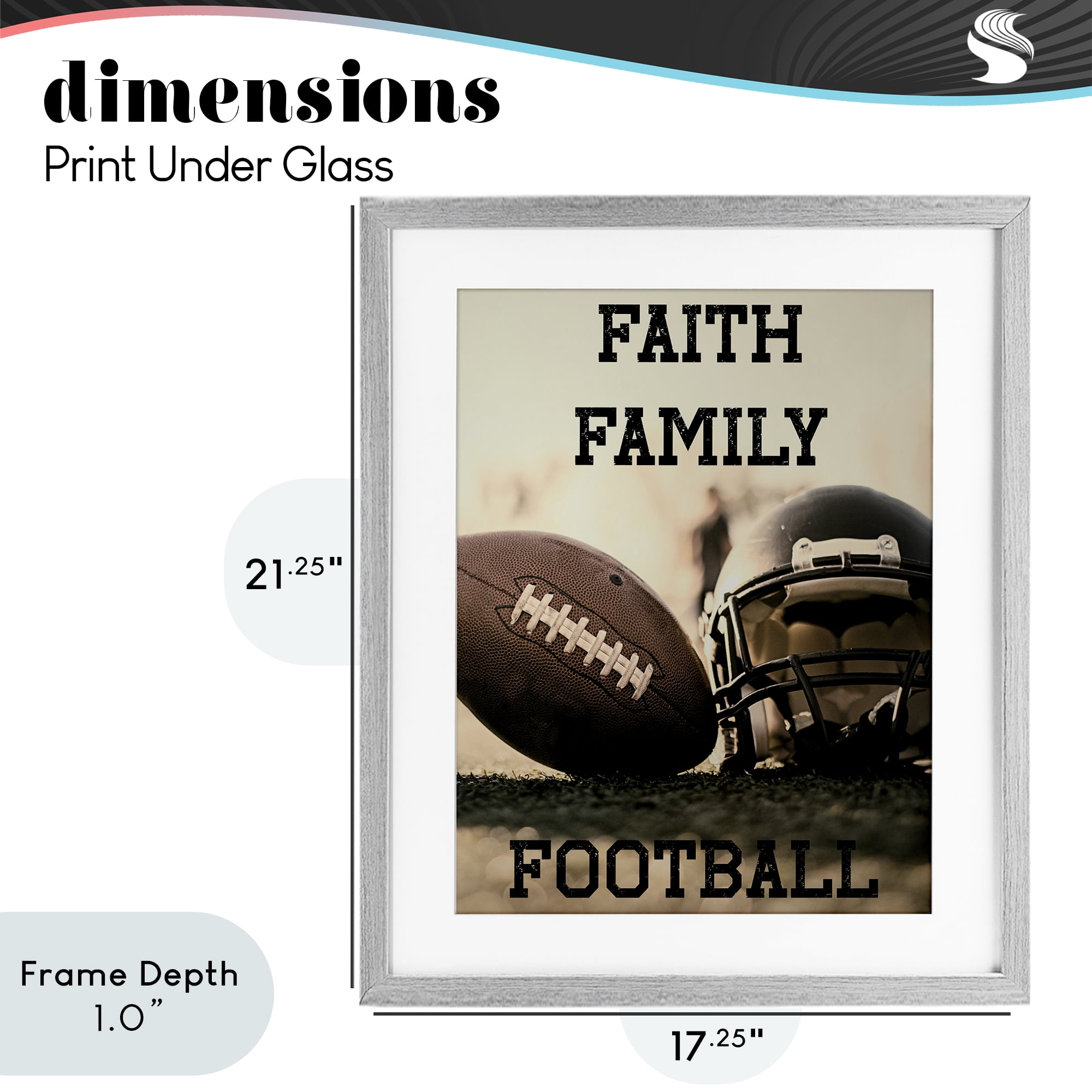 Stupell Industries Faith Family Football Gray Framed Print Under Glass, design by Jesse Keith