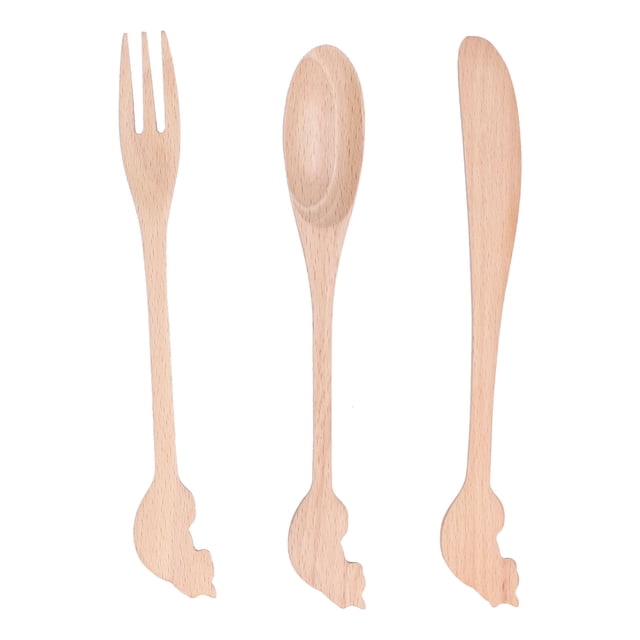 Wooden Tableware Set, Reusable Utensils Non- Wear-resisting Beech For Anniversary Celebration For Festival For Birthdays For Advertising Promotions