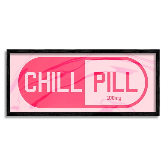 Stupell Industries Chill Pill Modern Casual Graphic Art Black Framed Art Print Wall Art, Design by Daphne Polselli