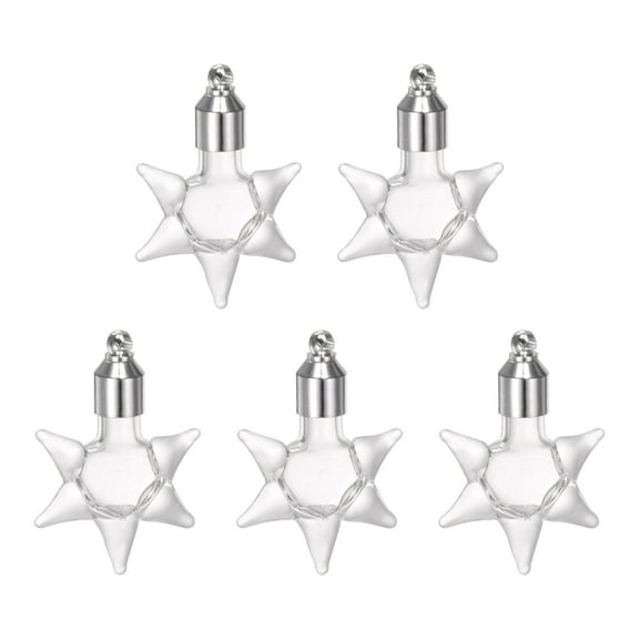 Name on Rice Glass Vial Pendant Star, 5 Pieces