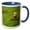 Blue/White, variant on 3drose, Portugal, Azores, Santa Maria Island, Sao Pedro, Cow in Field, 11oz Two-tone Yellow Mug