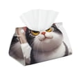 thumbnail image 2 of Lsque Cute Cartoon Kitten Printed Long Tissue Box Cover Holder, Facial Paper Organizer Dispenser,Triangle with Bottom Belt, PVC Leather Decorative Organizer, 2 of 9