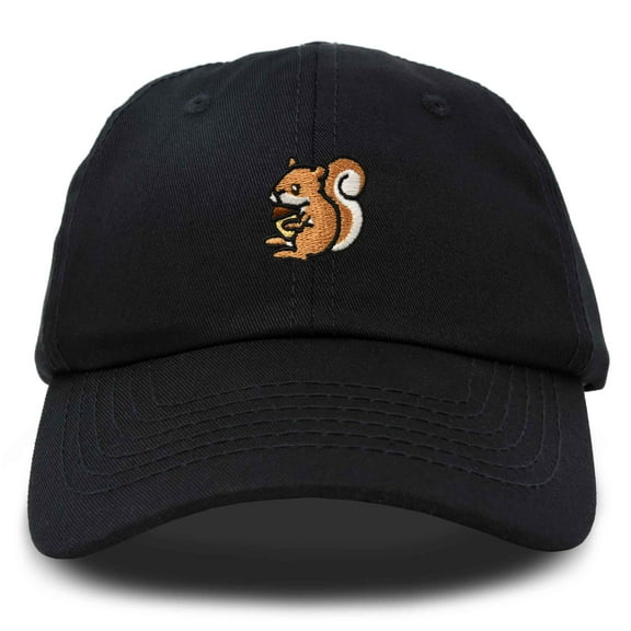 Dalix Squirrel Embroidered Cotton Dad Hat Casual Adjustable Baseball Cap for Nature and Animal Lovers Womens in Black