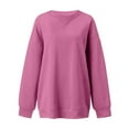 thumbnail image 2 of Pink Sweatshirt for Women'S Solid Color Round Neck Oversized Sweatshirt Loose Fit Long Sleeve Light Sweatshirt Loose Blouse Women Fall Clothes, 2 of 4