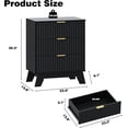 thumbnail image 2 of 3 Drawer Dresser for Bedroom, Small Fluted Dresser Chest of Drawers, Mid Century Modern Nightstand with 3 Drawer, Farmhouse Wood End Table for Bedroom, Closet, Entryway, 2 of 6