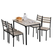 HOMCOM Modern 5-Piece Wooden Dining Kitchen table set 1 Table 4 Chairs Metal legs