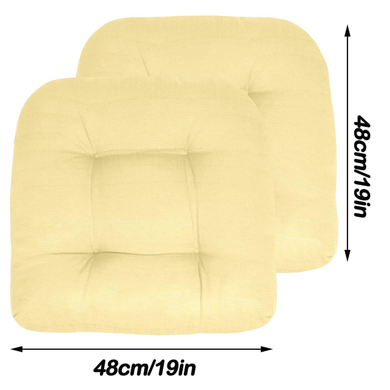 Garden Chair Cushions 2Pcs 48X48 Inch Yellow, Soft Comfortable Padded Seating Mats For Outdoor Patio Furniture, Weather Resistant Thickened Cushions For Backyard Porch Lawn