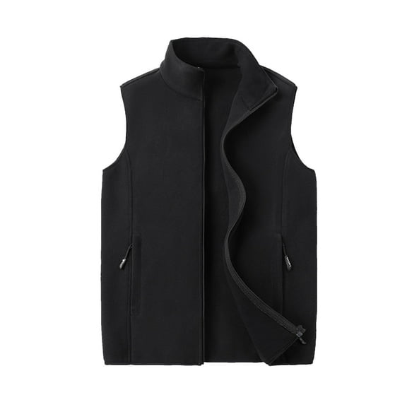 NoxwB Men's Oversized Solid Fleece Vest Coat Winter Warm Casual Outdoor Jackets Quick Dry Sleeveless Multi-Pocket Full-Zip Outerwears Black 4XL