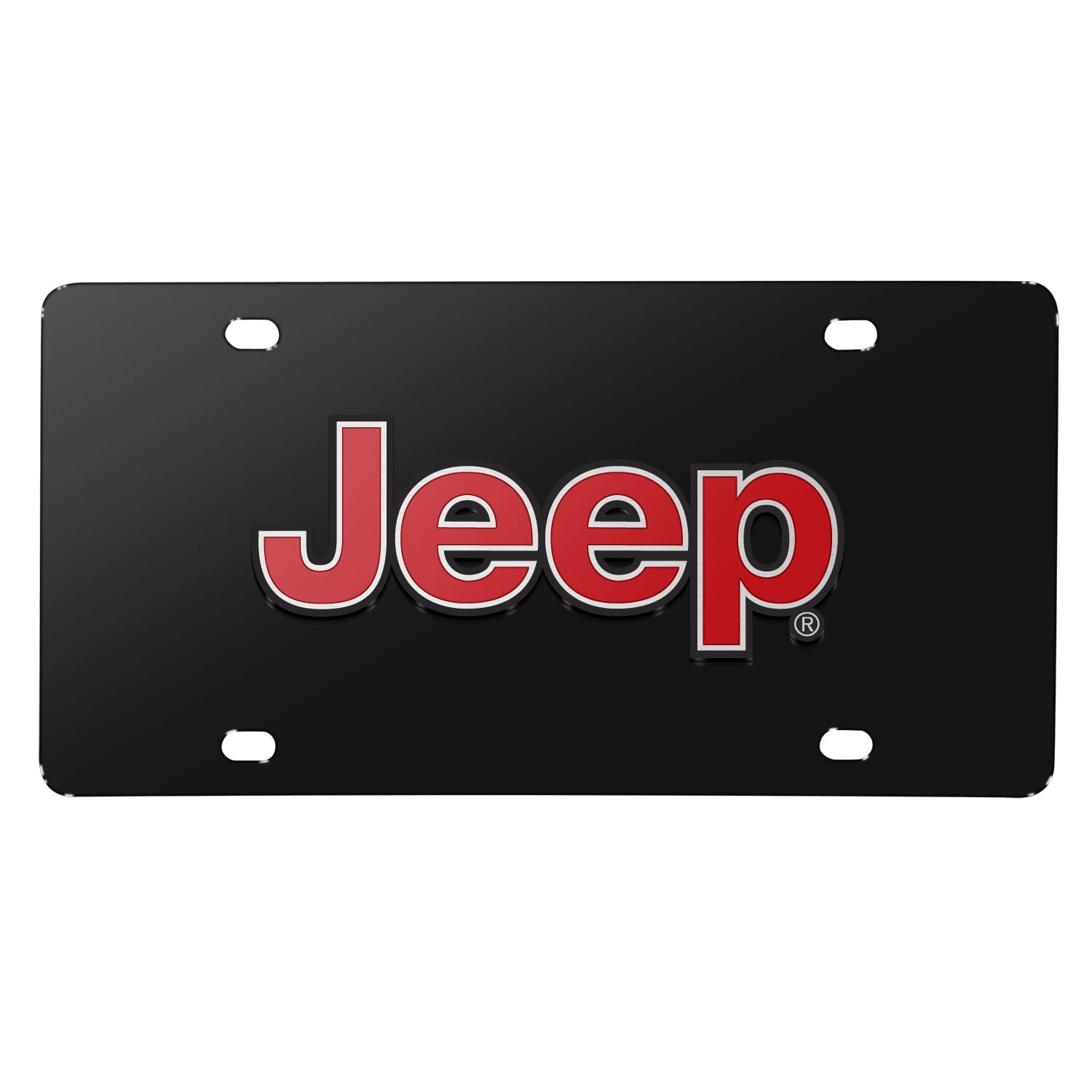 Jeep Red Logo Black Stainless Steel License Plate