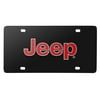 Jeep Red Logo Black Stainless Steel License Plate