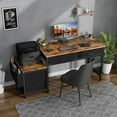 thumbnail image 5 of Computer Desk with Fabric File Drawers Cabinet, 57 Inch Home Office Desks with Filing Cabinet Printer Stand for Small Space, Study Writing Table PC Desks for Bedroom,Brown Black, 5 of 17