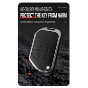 Leather Key Fob Cover for Jeep Wrangler JL JLU Gladiator 4XE 2018-2021 Accessories with Keychains Folding 3 Button Key Case for Jeep Wrangler Zinc Alloy Key Holder -A Keychain