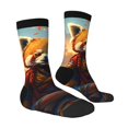 thumbnail image 4 of Yiaed Prairie Meditating Raccoon Print Great elasticity Crew Socks Sports socks for Men and Women, 4 of 5
