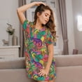 thumbnail image 3 of Disketp Colorful Dinosaur para Camisón Corto de Manga Corta para Mujeres, Camisón Cómodo con Escote Redondo, Bonito y Confortable, 3 of 6