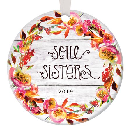 Christmas Gift For Best Friend Soul Sisters 2019, Best Friends Christmas Ornament Keepsake Women Ladies Friend for Life Friendship Bestie BFF Gal Pal Love Rustic Present Ceramic 3