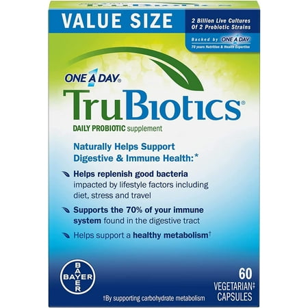 TruBiotics Daily Probiotic, 60 Capsules - Gluten Free, Soy Free Digestive + Immune Health Support Supplement for Men and Women