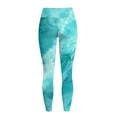 thumbnail image 6 of Renewold Marble Teal Yoga Pants for Women with Pockets Full Length Workout Leggings High Waist Tummy Control Lounge Pants Activewear Fashion Womens Leggings, XS, 6 of 8