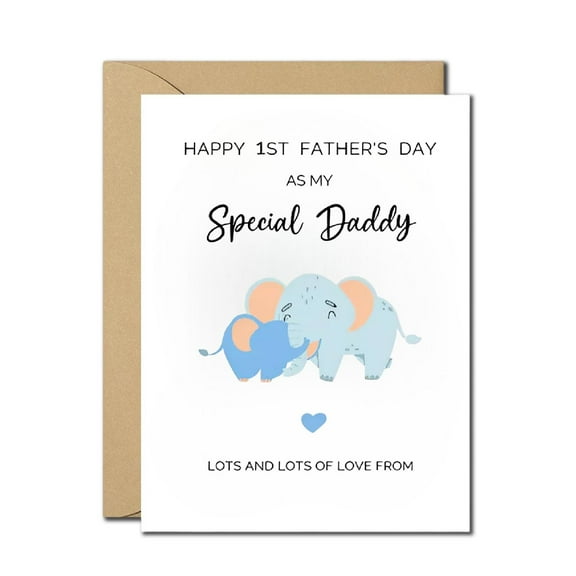 1st Father's Day Greeting Card - Adorable Elephant Design for Your Special Daddy - Perfect for Celebrating Milestones