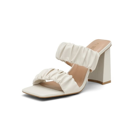 

Black High Chunky Block Square Toe Heels for Women Slip On Mules Open-toe Strap Pumps SandalsSize 5 SDHS2209W Women‘s Footwear