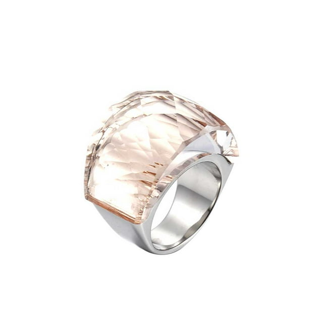 Anillo portátil Minnieouse Antioxidante Anticorrosivo Colorido Superficie de Vidrio Redonda Champán Talla 8