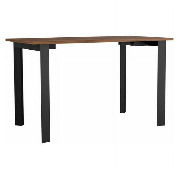 FM Furniture Marrakech Modern Wood Office Desk with Four Steel Legs in Mahogany